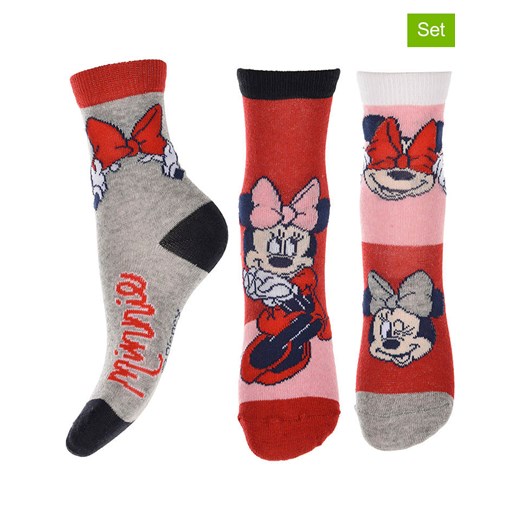 Disney Minnie Mouse Skarpety (3 pary) &quot;Minnie&quot; w kolorze czerwonym ze sklepu Limango Polska w kategorii Skarpetki dziecięce - zdjęcie 175368277