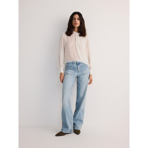 Reserved - Jeansy straight z kieszeniami - niebieski Reserved 34 Reserved