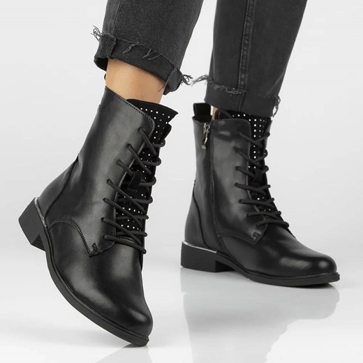 Czarne trapery damskie - Filippo DBT6312/24, czarne Filippo 38 ulubioneobuwie