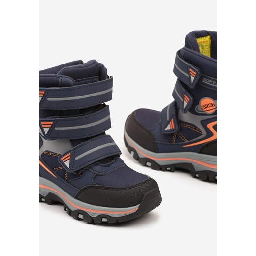 Buty zimowe dziecięce Born2be na zimę granatowe na rzepy śniegowce 