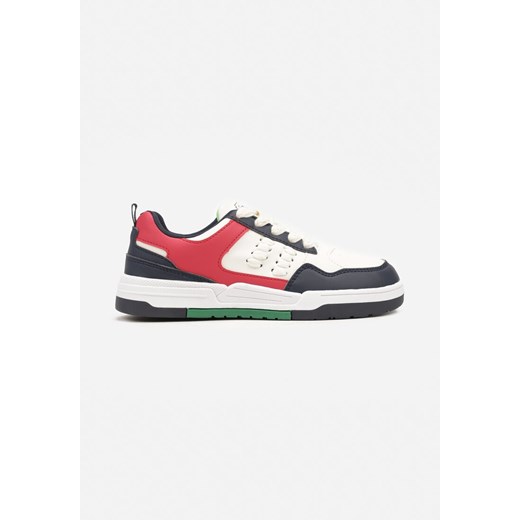 Beżowo-Granatowe Płaskie Buty Sportowe Sneakersy Ozdobione Perforacją i Sznurowaniem Sagitha ze sklepu born2be.pl w kategorii Buty sportowe dziecięce - zdjęcie 175377669
