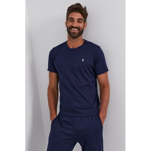 Polo Ralph Lauren T-shirt bawełniany 714844756002 kolor granatowy gładki ze sklepu ANSWEAR.com w kategorii T-shirty męskie - zdjęcie 175378666