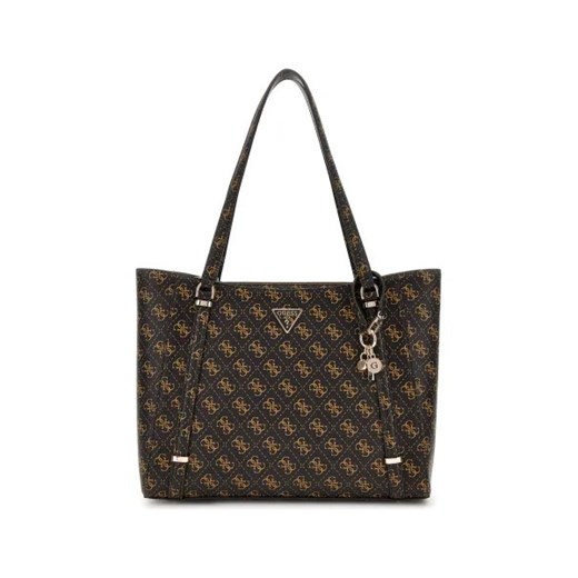 Shopper bag Guess czarna duża z nadrukiem ze skóry ekologicznej