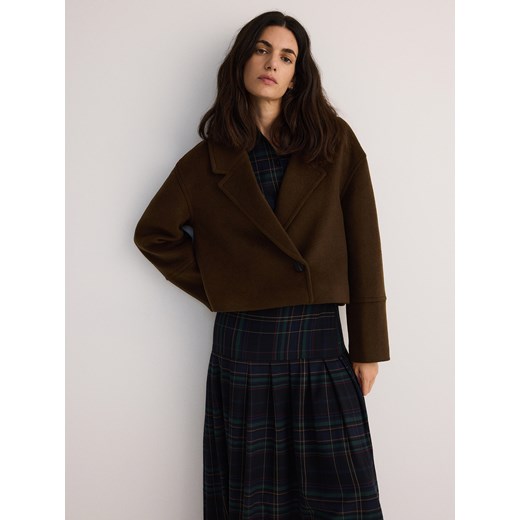 Reserved - Krótka kurtka z wełną - brązowy Reserved XS Reserved