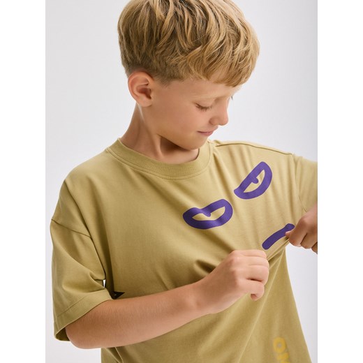 Reserved - T-shirt z nadrukiem - beżowy ze sklepu Reserved w kategorii T-shirty chłopięce - zdjęcie 175382795
