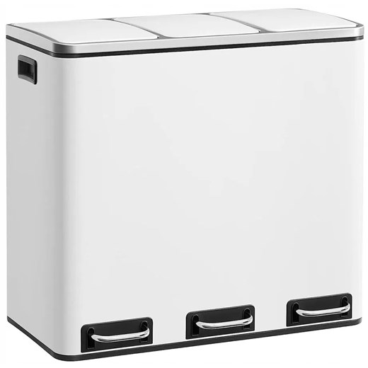 Biały stalowy kosz na śmieci z 3 pojemnikami B2-A28 ze sklepu Edinos.pl w kategorii Dom - zdjęcie 175385435