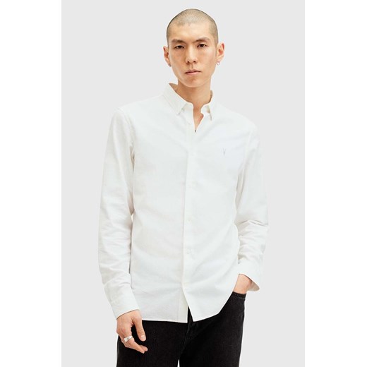 AllSaints koszula bawełniana LOVELL LS SHIRT męska kolor biały slim z kołnierzykiem klasycznym M152SB ze sklepu ANSWEAR.com w kategorii Koszule męskie - zdjęcie 175386147