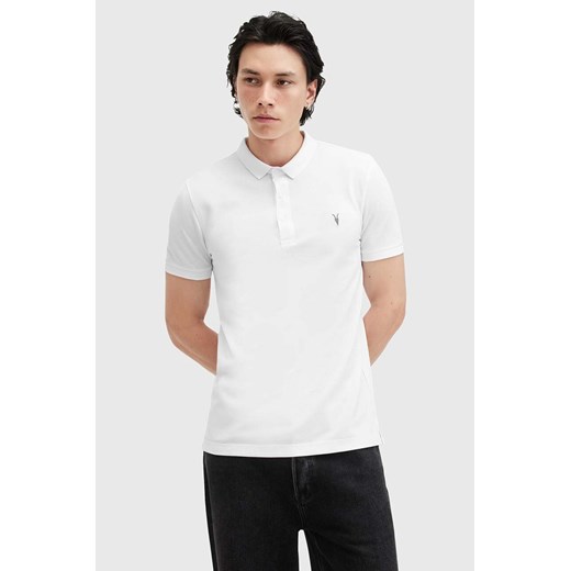 AllSaints polo bawełniane REFORM kolor biały gładki M075PB ze sklepu ANSWEAR.com w kategorii T-shirty męskie - zdjęcie 175387338