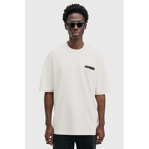 AllSaints t-shirt bawełniany REDACT SS CREW męski kolor biały z nadrukiem M002PC ze sklepu ANSWEAR.com w kategorii T-shirty męskie - zdjęcie 175387896