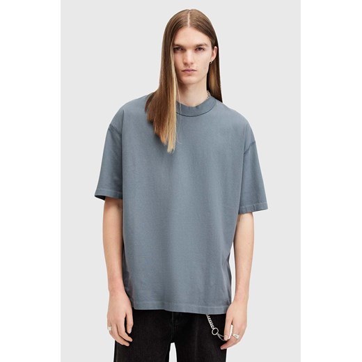 AllSaints t-shirt bawełniany ISAC SS CREW męski kolor niebieski gładki M024JB ze sklepu ANSWEAR.com w kategorii T-shirty męskie - zdjęcie 175387927