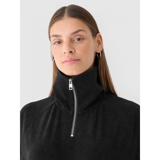 Damska bluza dresowa z weluru 4F 4FRAW24TSWSF2054 - czarna ze sklepu Sportstylestory.com w kategorii Bluzy damskie - zdjęcie 175389485