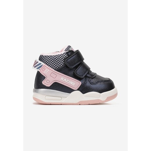 Granatowe Płaskie Botki w Stylu Sneakersów z Ozdobnym Napisem Alessima ze sklepu renee.pl w kategorii Buty zimowe dziecięce - zdjęcie 175391745