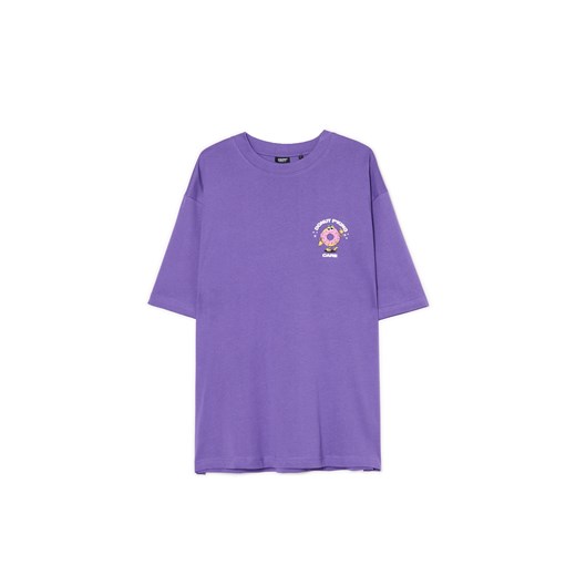 Cropp - Fioletowa koszulka z pączkiem - fioletowy ze sklepu Cropp w kategorii T-shirty męskie - zdjęcie 175391816
