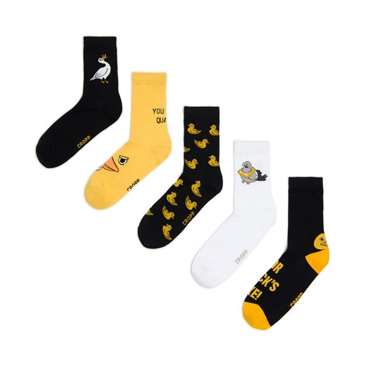 Cropp - 5 pack skarpet z ptasim motywem - żółty Cropp 39-42 Cropp
