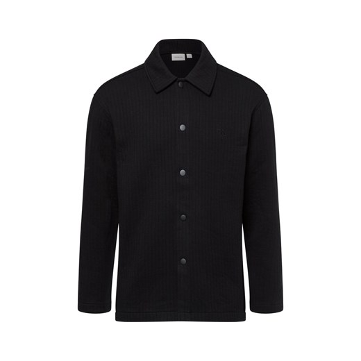 Calvin Klein Jeans Koszula męska Mężczyźni Regular Fit Sztuczne włókno czarny jednolity ze sklepu vangraaf w kategorii Koszule męskie - zdjęcie 175392278