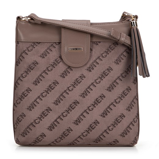 Damska crossbody z ekoskóry w logo beżowa ze sklepu WITTCHEN w kategorii Listonoszki - zdjęcie 175393275