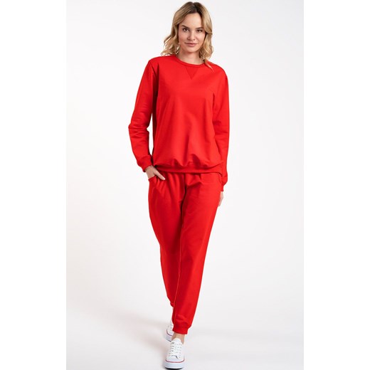 Komplet dresowy czerwony z długim rękawem i długimi spodniami Panama, Kolor czerwony, Rozmiar S, Italian Fashion ze sklepu Primodo w kategorii Komplety i garnitury damskie - zdjęcie 175396156