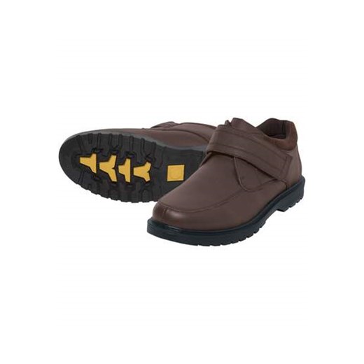 Brązowe, skórzane buty z rzepem ze sklepu Atlas For Men w kategorii Buty zimowe męskie - zdjęcie 175397387