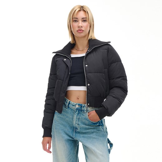 Cropp - Czarna pikowana kurtka puffer - czarny Cropp S Cropp