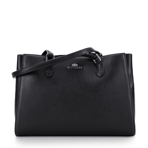 Shopperka ze skóry naturalnej dwukomorowa czarno - srebrna ze sklepu WITTCHEN w kategorii Torby Shopper bag - zdjęcie 175400055