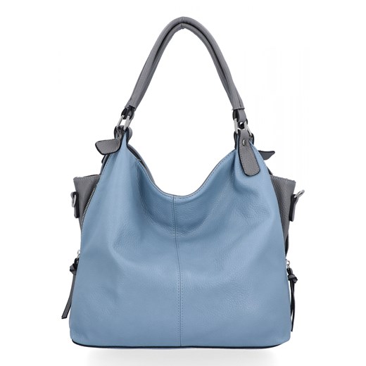 Uniwersalna Torebka Damska XL firmy Hernan HB0153 Błękitna/Jasno Szara ze sklepu PaniTorbalska w kategorii Torby Shopper bag - zdjęcie 175401055
