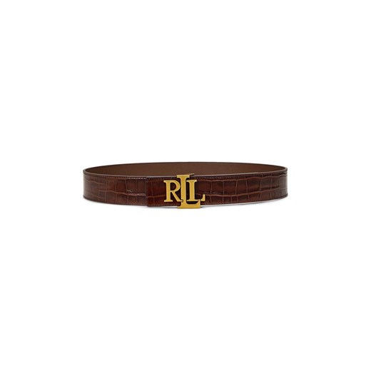 Lauren Ralph Lauren pasek skórzany damski kolor brązowy 412951450 ze sklepu ANSWEAR.com w kategorii Paski damskie - zdjęcie 175402065