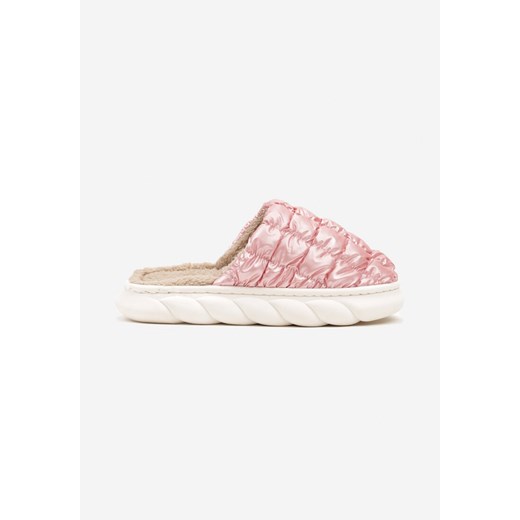 Różowe Pikowane Kapcie na Płaskiej Podeszwie Atinara 38-39 born2be.pl promocja