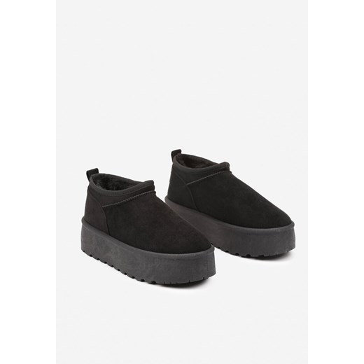 Czarne Wsuwane Śniegowce na Platformie o Niskiej Cholewce Weritana 40 wyprzedaż born2be.pl