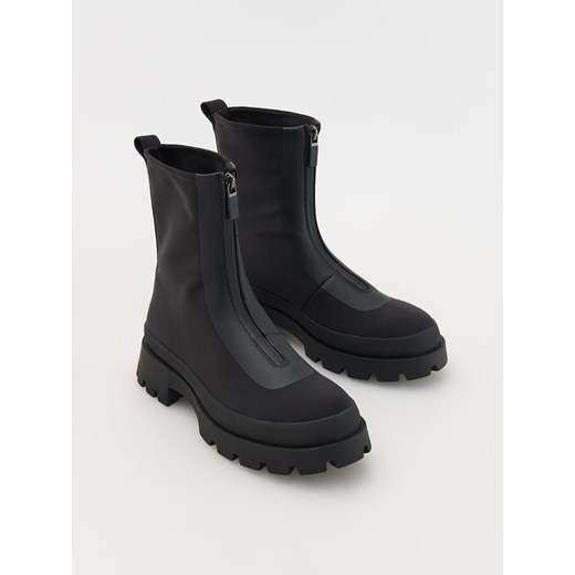 Reserved - Botki na traktorowej podeszwie - czarny Reserved 38 Reserved