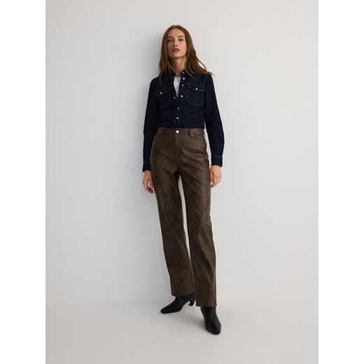 Reserved - Spodnie z imitacji skóry - ciemnobrązowy Reserved 36 Reserved