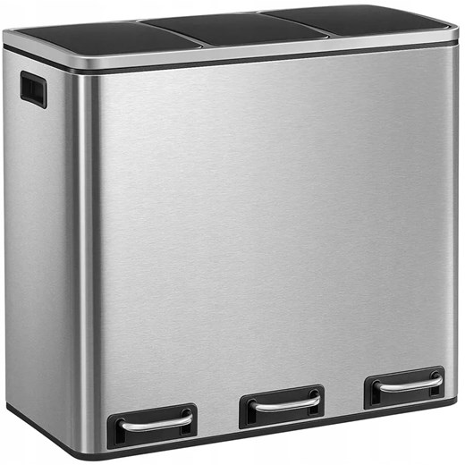 Srebrny potrójny kosz na odpady R6-H28 - id: 45994 - marki Elior - 175410259 Srebrny potrójny kosz na odpady R6-H28 ze sklepu Edinos.pl w kategorii Dom - zdjęcie 175410259