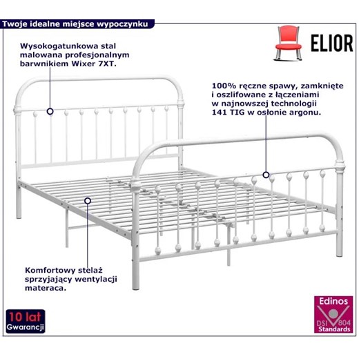 Białe industrialne łóżko dwuosobowe 180x200 cm - Asal Elior One Size wyprzedaż Edinos.pl
