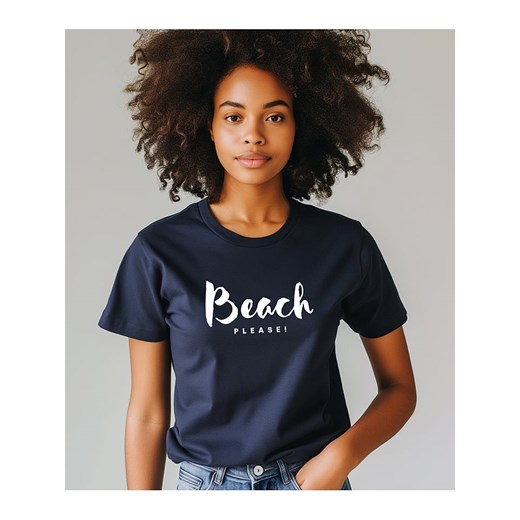 WOOOP Koszulka &quot;Beach please&quot; w kolorze granatowym ze sklepu Limango Polska w kategorii Bluzki damskie - zdjęcie 175411627