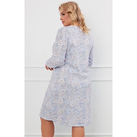 Bawełniana koszula nocna damska z długim rękawem Jowita, Kolor niebieski-wzór, Rozmiar M, Italian Fashion ze sklepu Primodo w kategorii Koszule nocne - zdjęcie 175415458