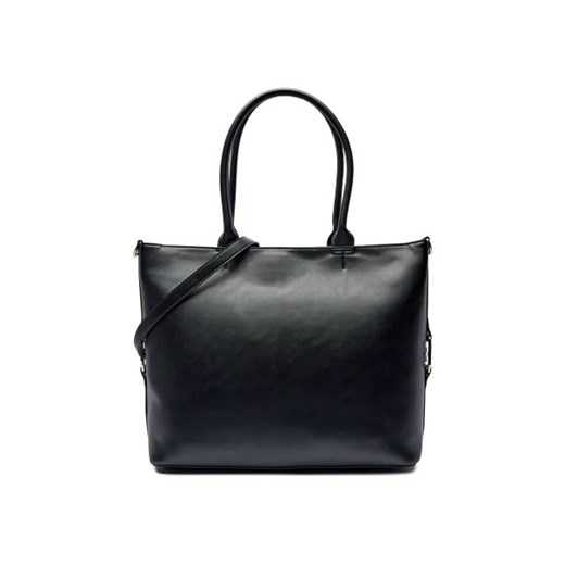 Shopper bag Twinset ze skóry ekologicznej czarna matowa elegancka duża
