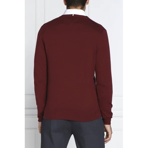 Sweter męski czerwony Tommy Hilfiger w serek jesienny