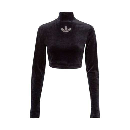 adidas Originals Damska koszulka z długim rękawem - Bling Crop Kobiety Sztuczne włókno czarny wzorzysty ze sklepu vangraaf w kategorii Bluzki damskie - zdjęcie 175417115