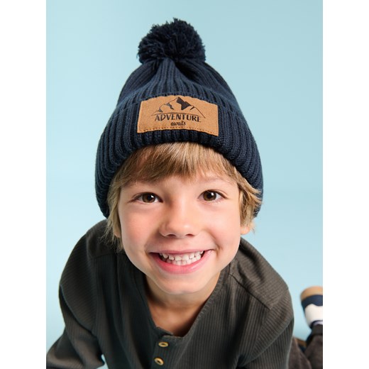 Sinsay - Czapka z pomopnem - granatowy Sinsay S Sinsay