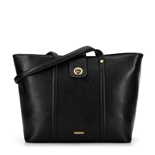 Damska shopperka z dekoracyjnym zapięciem czarna ze sklepu WITTCHEN w kategorii Torby Shopper bag - zdjęcie 175419965