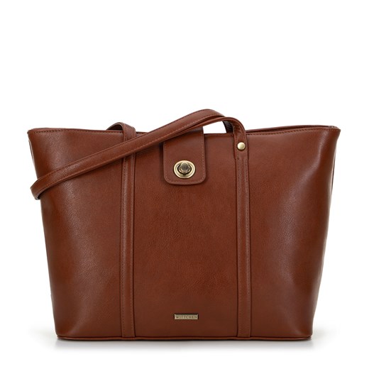Damska shopperka z dekoracyjnym zapięciem brązowa ze sklepu WITTCHEN w kategorii Torby Shopper bag - zdjęcie 175419966