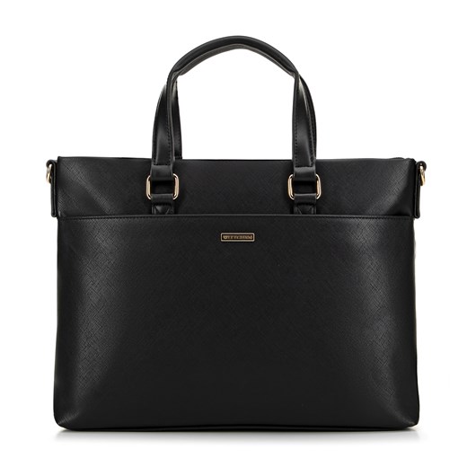 Damska torba na laptopa 13’’ z ekoskóry czarna ze sklepu WITTCHEN w kategorii Torby na laptopa - zdjęcie 175420096