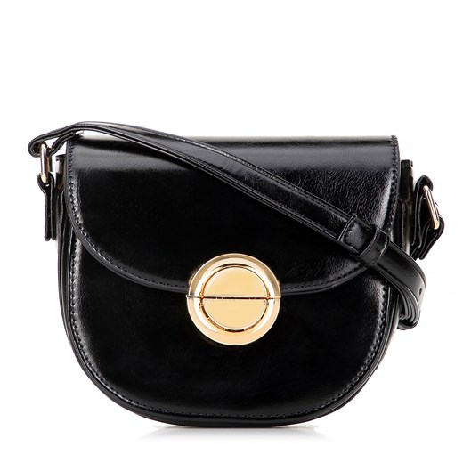 Damska torebka crossbody z okrągłą klamrą czarna ze sklepu WITTCHEN w kategorii Listonoszki - zdjęcie 175420155