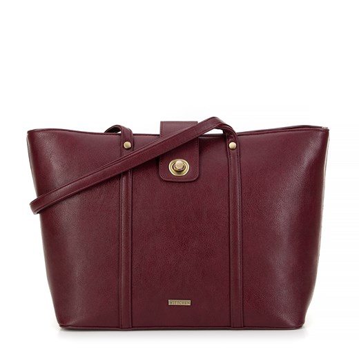 Damska shopperka z dekoracyjnym zapięciem bordowa ze sklepu WITTCHEN w kategorii Torby Shopper bag - zdjęcie 175420157