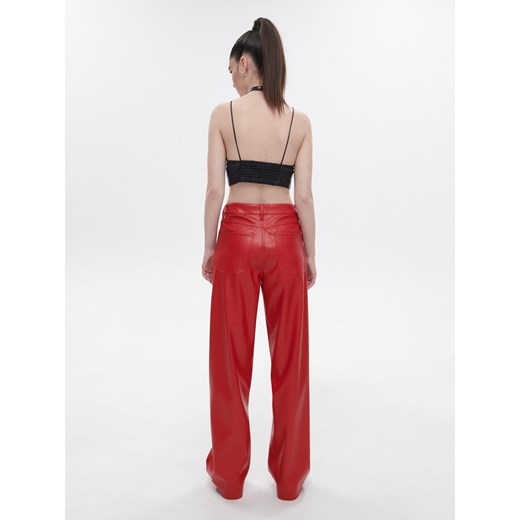 Cropp - Czerwone spodnie z imitacji skóry - czerwony Cropp 42 okazja Cropp