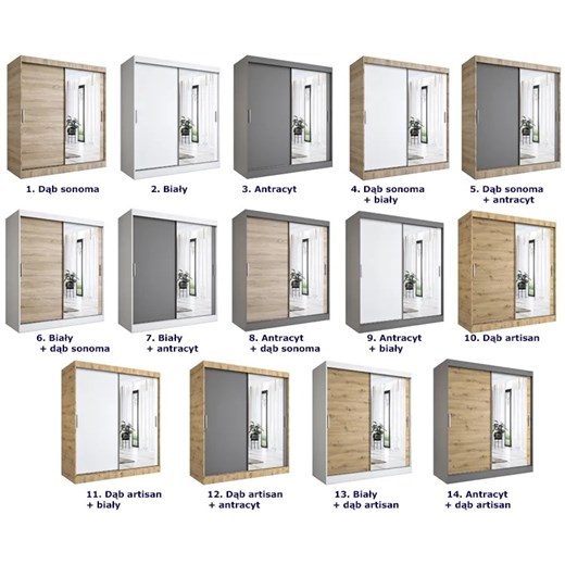 Szafa przesuwna dąb sonoma 180 cm - Palmira 5X Elior One Size Edinos.pl