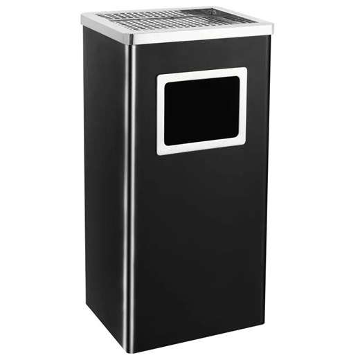 Stalowy czarny kosz na śmieci z popielniczką 45L C3-K30 ze sklepu Edinos.pl w kategorii Dom - zdjęcie 175422795