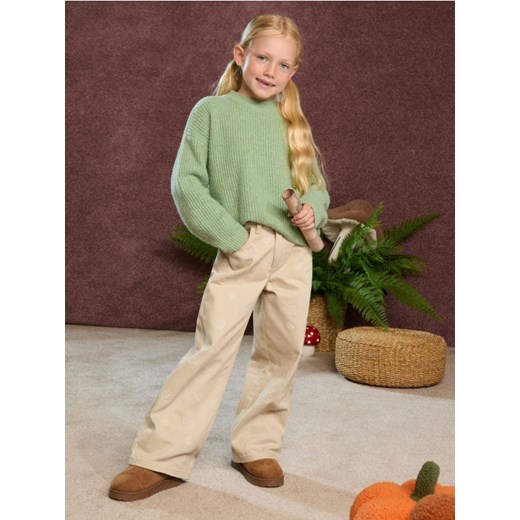 Sinsay - Jeansy wide leg - beżowy Sinsay 104 Sinsay