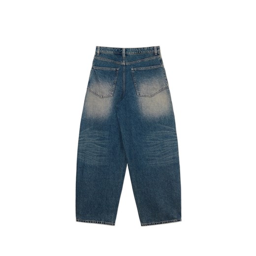 Cropp - Granatowe jeansy skater z efektem sprania - granatowy Cropp 40 Cropp