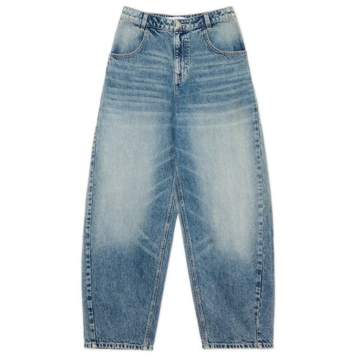 Cropp - Niebieskie jeansy skater z efektem sprania - niebieski Cropp 32 Cropp