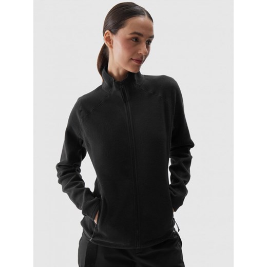 Damski polar rozpinany bez kaptura 4F 4FWAW24TFLEF272 - czarny ze sklepu Sportstylestory.com w kategorii Bluzy damskie - zdjęcie 175429047